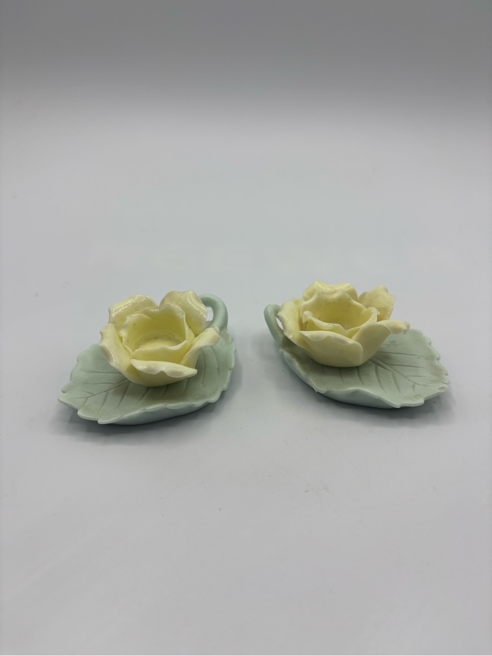 Vintage Mini Rose leaf CANDLE HOLDER Ardalt Japan Set Of Two